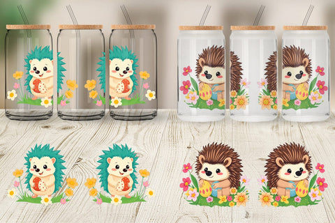 Glass Can Easter Hedgehog Sublimation artnoy 