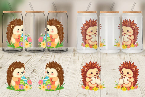 Glass Can Easter Hedgehog Sublimation artnoy 