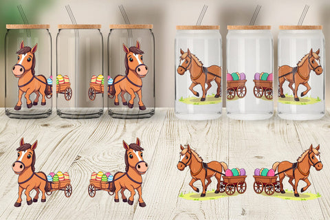 Glass Can Easter Horse Sublimation artnoy 