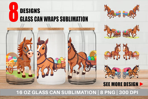 Glass Can Easter Horse Sublimation artnoy 