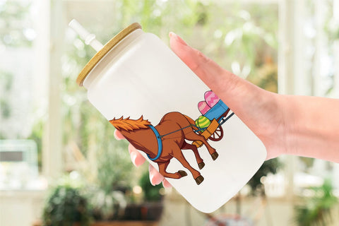 Glass Can Easter Horse Sublimation artnoy 