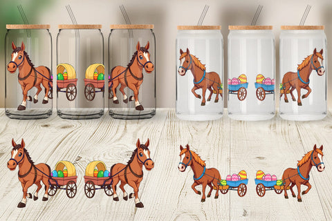 Glass Can Easter Horse Sublimation artnoy 