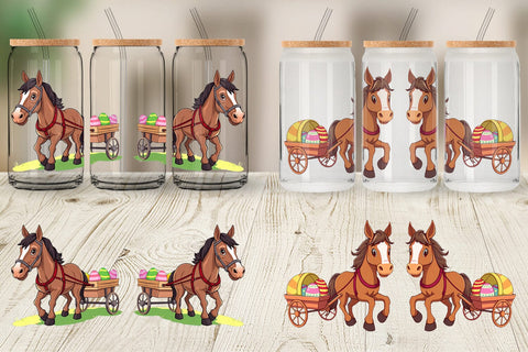 Glass Can Easter Horse Sublimation artnoy 
