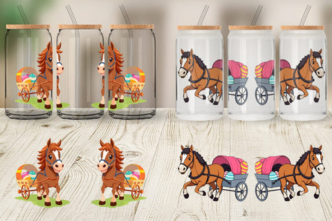 Glass Can Easter Horse Sublimation artnoy 