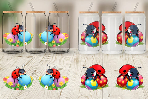 Glass Can Easter Ladybug Sublimation artnoy 