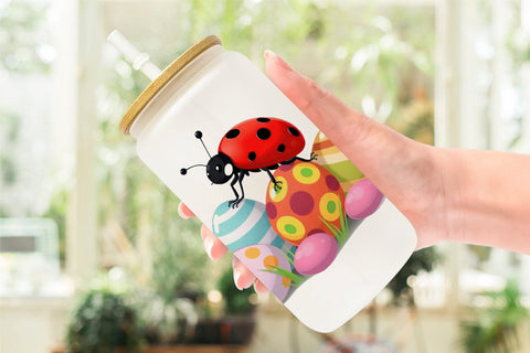Glass Can Easter Ladybug Sublimation artnoy 