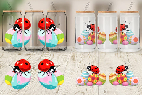 Glass Can Easter Ladybug Sublimation artnoy 