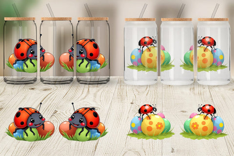 Glass Can Easter Ladybug Sublimation artnoy 