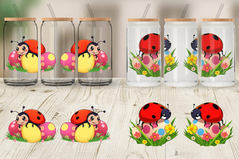 Glass Can Easter Ladybug Sublimation artnoy 