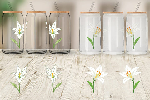 Glass Can Easter Lily Sublimation artnoy 