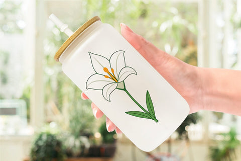 Glass Can Easter Lily Sublimation artnoy 