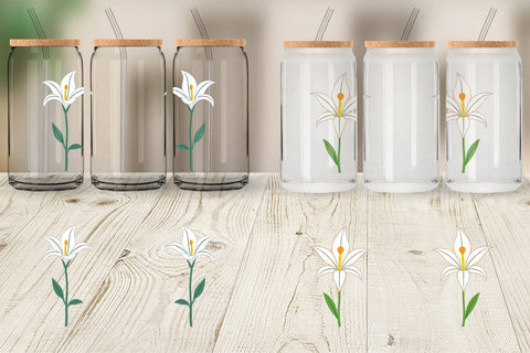 Glass Can Easter Lily Sublimation artnoy 
