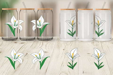 Glass Can Easter Lily Sublimation artnoy 
