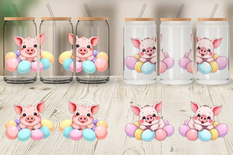 Glass Can Easter Pig Sublimation artnoy 