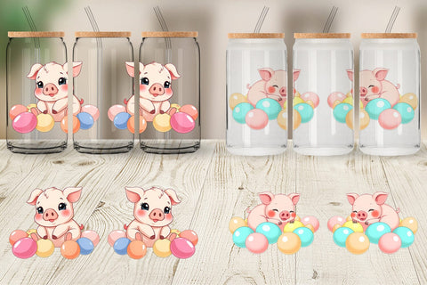 Glass Can Easter Pig Sublimation artnoy 