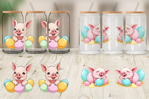 Glass Can Easter Pig Sublimation artnoy 
