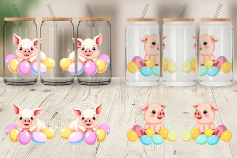 Glass Can Easter Pig Sublimation artnoy 
