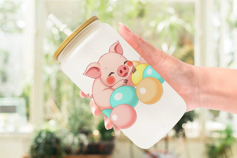 Glass Can Easter Pig Sublimation artnoy 