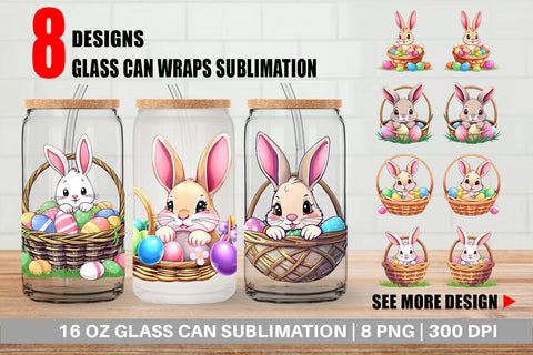 Glass Can Easter Rabbit Sublimation artnoy 