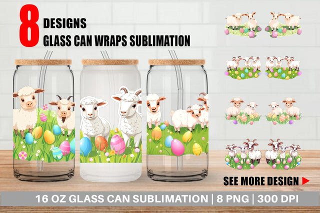 Glass Can Easter Sheep Sublimation artnoy 