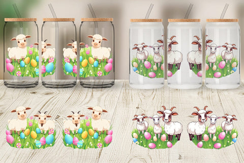 Glass Can Easter Sheep Sublimation artnoy 