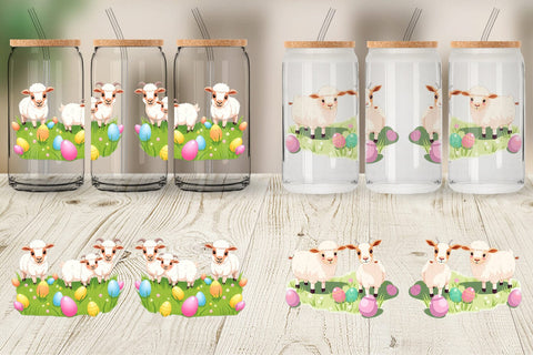 Glass Can Easter Sheep Sublimation artnoy 