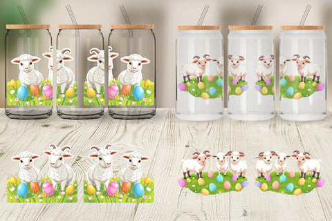 Glass Can Easter Sheep Sublimation artnoy 
