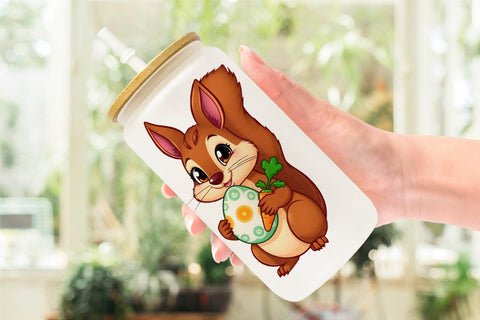 Glass Can Easter Squirrel Sublimation artnoy 