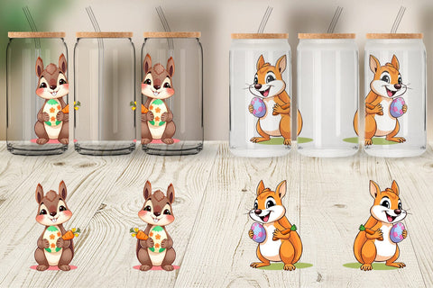 Glass Can Easter Squirrel Sublimation artnoy 