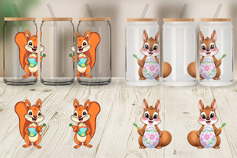 Glass Can Easter Squirrel Sublimation artnoy 