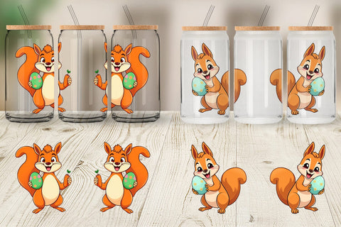 Glass Can Easter Squirrel Sublimation artnoy 