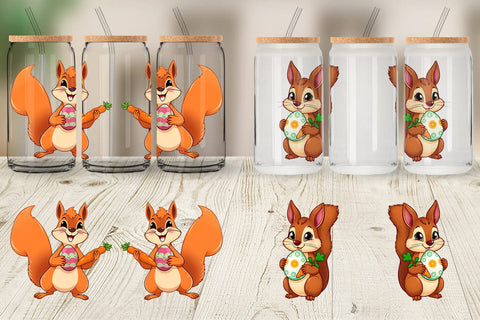 Glass Can Easter Squirrel Sublimation artnoy 