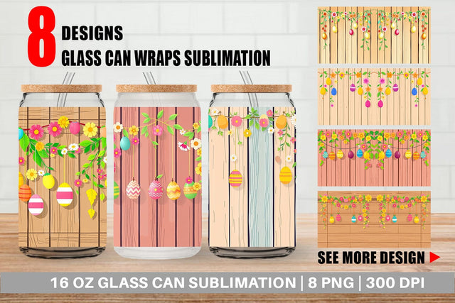 Glass Can Easter Wood Sublimation artnoy 