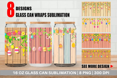 Glass Can Easter Wood Sublimation artnoy 