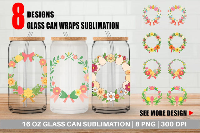 Glass Can Easter Wreath Sublimation artnoy 