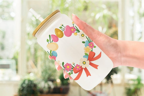 Glass Can Easter Wreath Sublimation artnoy 