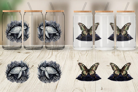 Glass Can Eerie Gothic Island Wildlife Watercolor Sublimation artnoy 