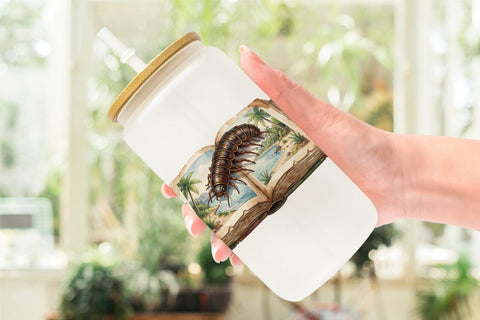 Glass Can Eerie Gothic Island Wildlife Watercolor Sublimation artnoy 