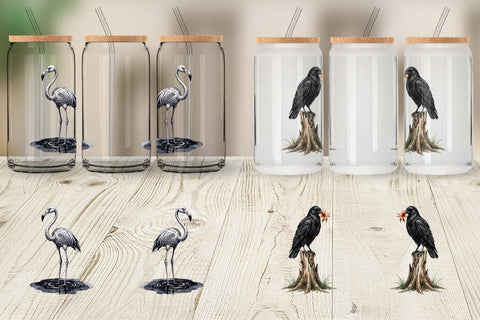 Glass Can Eerie Gothic Island Wildlife Watercolor Sublimation artnoy 