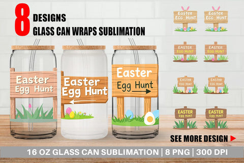 Glass Can Egg Hunt Sign Sublimation artnoy 