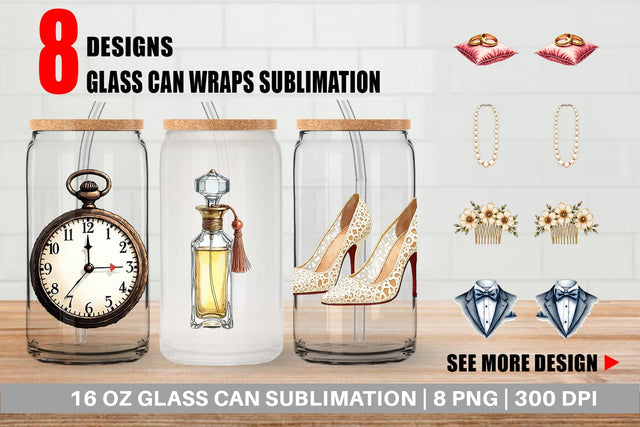 Glass Can Elegant Bridal Accessories and Keepsakes Sublimation artnoy 