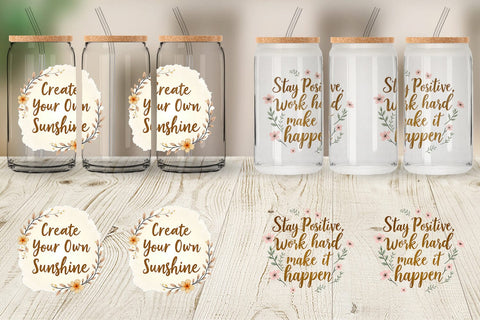 Glass Can Elegant Gold Motivational Quotes Sublimation artnoy 