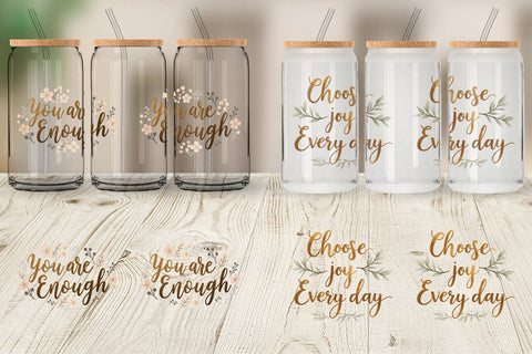 Glass Can Elegant Gold Motivational Quotes Sublimation artnoy 