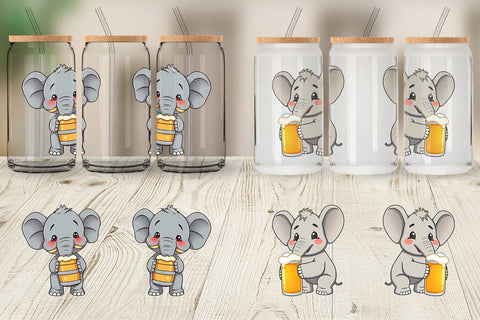 Glass Can Elephant Beer Day Sublimation artnoy 
