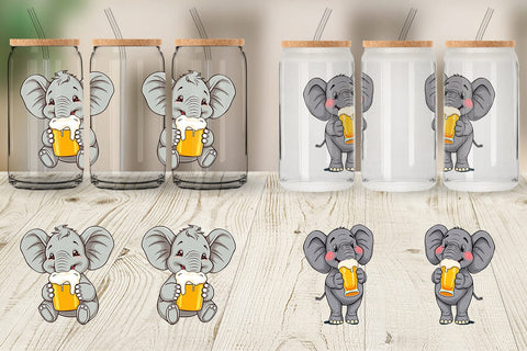 Glass Can Elephant Beer Day Sublimation artnoy 