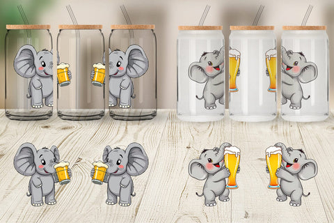Glass Can Elephant Beer Day Sublimation artnoy 