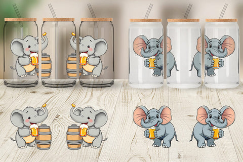 Glass Can Elephant Beer Day Sublimation artnoy 