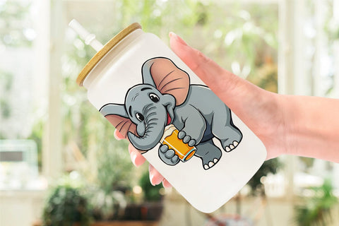 Glass Can Elephant Beer Day Sublimation artnoy 