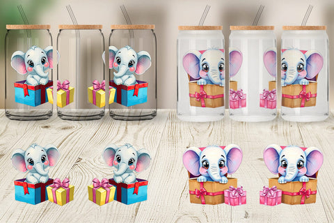 Glass Can Elephant Gift Sublimation artnoy 
