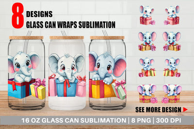 Glass Can Elephant Gift Sublimation artnoy 